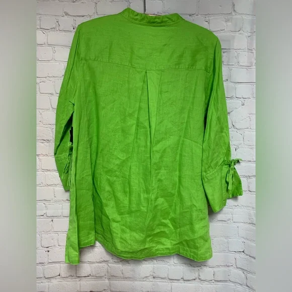 NEW John Mark Linen Lime Green Top Tunic Size M - Picture 7 of 7